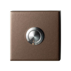 GPF9827A21102 BRONZE BLEND, BELDRUKKER VIERKANT 50X50X8 MM MET RVS BUTTON