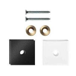 GPF997061EB32 ZWART, ENKELE GREEP BEVESTIGINGSSET MET VLAKKE ZWARTE ROZET 32X32X2MM INCL. 32X32X2MM TRANSPARANTE ONDER ROZET