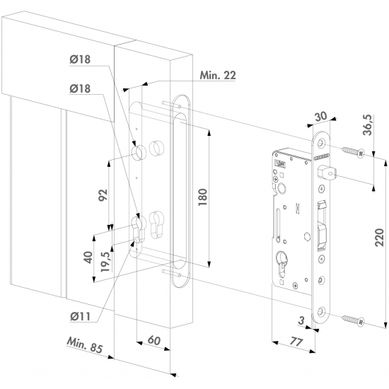 LOCINOX H-WOOD INSTEEKSLOT VOOR HOUTEN PROFIELEN