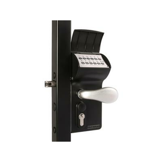 VALENTINO - BATTERIJGEVOED CODESLOT IN OPBOUW VOOR VIERKANT 60 TOT 80 MM PROFIEL IN ZILV MET 3006C - ALUMINIUM KRUKPAAR & VCA - VERSCHILLEND SLUITEND