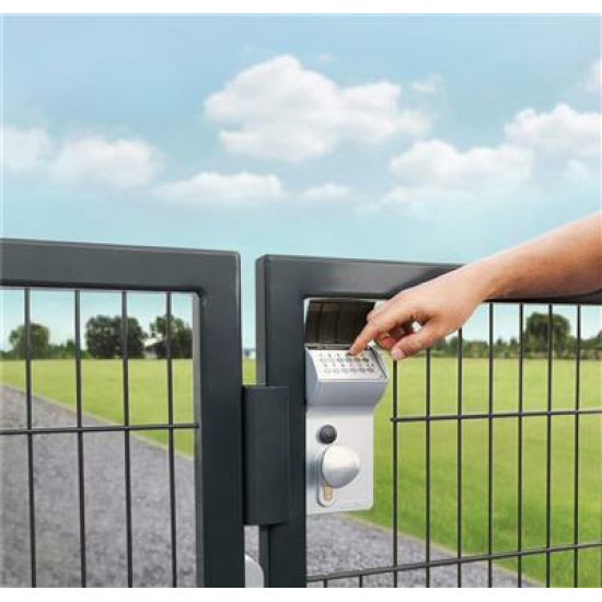 VALENTINO - BATTERIJGEVOED CODESLOT IN OPBOUW VOOR VIERKANT 60 TOT 80 MM PROFIEL IN ZILV MET 3006C - ALUMINIUM KRUKPAAR & VCA - VERSCHILLEND SLUITEND