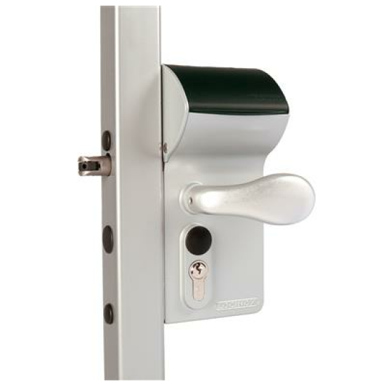 VALENTINO - BATTERIJGEVOED CODESLOT IN OPBOUW VOOR VIERKANT 60 TOT 80 MM PROFIEL IN ZILV MET 3006C - ALUMINIUM KRUKPAAR & VCA - VERSCHILLEND SLUITEND