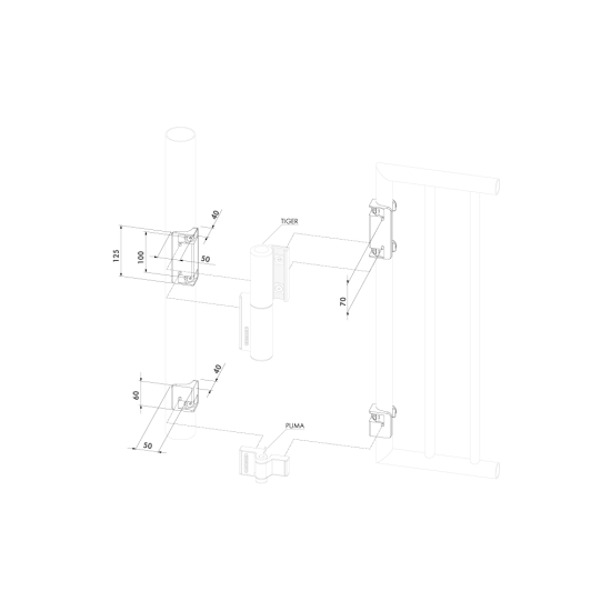 MONTAGEBEUGEL VOOR LOCINOX TIGER OP RONDE PROFIELEN