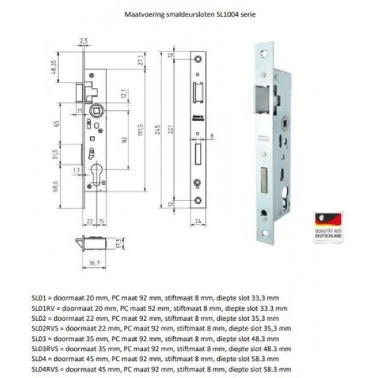 Bever insteekslot 22/92/8 – RVS voorplaat SL02RVS Bever insteekslot 22/92/8 – RVS voorplaat SL02RVS