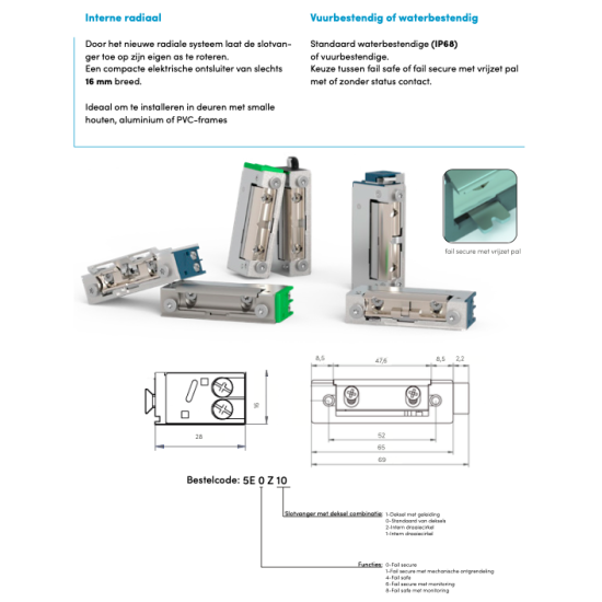 ELEKTRISCHE ONTSLUITER, SPANNINGSLOOS VERGRENDELD, 6-28V ELEKTRISCHE ONTSLUITER, SPANNINGSLOOS VERGRENDELD, 6-28V