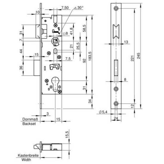 WILKA INSTEEKSLOT 1433 35MM PC92 RVS VOORPL. WILKA INSTEEKSLOT 1433 35MM PC92 RVS VOORPL.