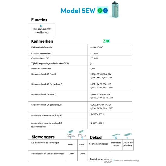 ELEKTRISCHE ONTSLUITER WATERBESTENDIG, SPANNINGSLOOS VERGRENDELD, 6-28V, MET SIGNALERING ELEKTRISCHE ONTSLUITER WATERBESTENDIG, SPANNINGSLOOS VERGRENDELD, 6-28V, MET SIGNALERING