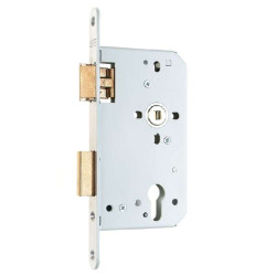 NEMEF Deurslot, DM60mm, PC72mm, krukgat 8mm, voorplaat RVS 20x235mm afgerond, messing dag- en nachtschoot, DR 1+3. NEMEF Deurslot, DM60mm, PC72mm, krukgat 8mm, voorplaat RVS 20x235mm afgerond, messing dag- en nachtschoot, DR 1+3.