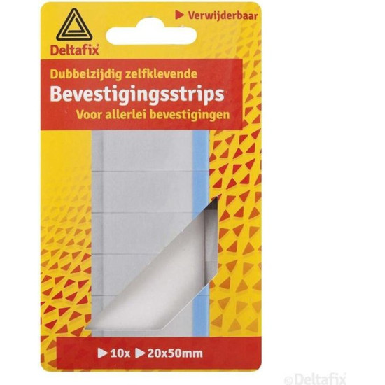 BEVESTIGINGSTAPE DUBBELZIJDIG ZELFKLEVEND VERWIJDERBAAR STRIPS WIT 20 MM X 50 MM X 1.0MM