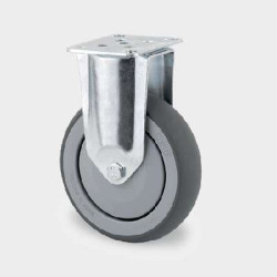 BOKWIEL, VORK VAN GEPERST STAALPLAAT, VERZINKT-CHROMATISEERD, WIELAS GESCHROEFD, PLAATBEVESTIGING. LANGE ZIJDE VAN DE PLAAT HAAKS OP RIJRICHTING. WIELKERN VAN POLYPROPYLEEN MET GRIJZE NIET-STREPENDE TENTEPRENE THERMOPLASTISCHE RUBBERBAND, WIE BOKWIEL, VORK VAN GEPERST STAALPLAAT, VERZINKT-CHROMATISEERD, WIELAS GESCHROEFD, PLAATBEVESTIGING. LANGE ZIJDE VAN DE PLAAT HAAKS OP RIJRICHTING. WIELKERN VAN POLYPROPYLEEN MET GRIJZE NIET-STREPENDE TENTEPRENE THERMOPLASTISCHE RUBBERBAND, WIE