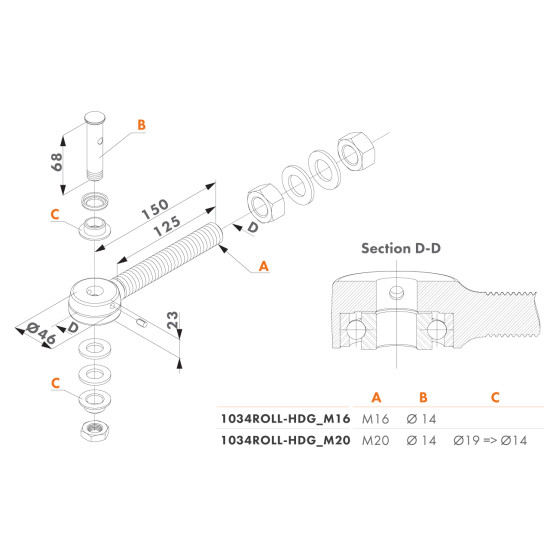 Locinox Gelagerde oogbout voor 3D en 4D scharnieren M16 Locinox Gelagerde oogbout voor 3D en 4D scharnieren M16