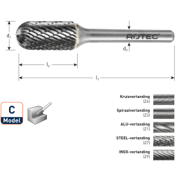 HM-STIFTFREES, MODEL C, Z1 / ALU-VERTAND / ø12,7X25X70Xø6