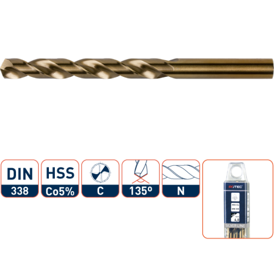 HSS-E SPIRAALBOOR, DIN 338, TYPE N, ø1,0