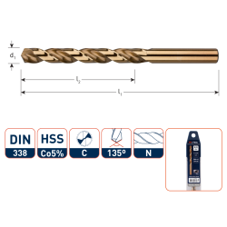 HSS-E SPIRAALBOOR, DIN 338, TYPE N, ø11,0