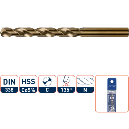 HSS-E SPIRAALBOOR, DIN 338, TYPE N, ø12,5