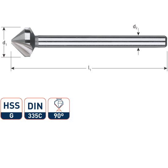 HSS-G VERZINKFREES 90°, DIN 335C, ø12,4 (M6)