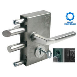 JACOT DES COMBES Poortslot klaviersleutel voor kokerprofiel 30-50mm ZILVER-VERZINKT JACOT DES COMBES Poortslot klaviersleutel voor kokerprofiel 30-50mm ZILVER-VERZINKT