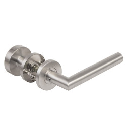 KNOP-KRUK GARNITUUR OP ROZET (HOUTEN DEUREN), RVS, T-KRUK KNOP-KRUK GARNITUUR OP ROZET (HOUTEN DEUREN), RVS, T-KRUK