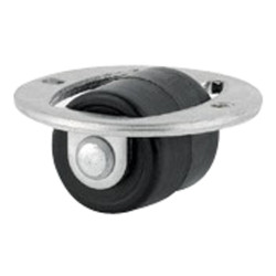 BOKWIEL, VORK VAN GEPERST STAALPLAAT, VERZINKT-CHROMATISEERD, WIELAS GEKLONKEN, PLAAT, ROND. WIELKERN VAN POLYAMIDE, WIELNAAF OP GLIJLAGER BOKWIEL, VORK VAN GEPERST STAALPLAAT, VERZINKT-CHROMATISEERD, WIELAS GEKLONKEN, PLAAT, ROND. WIELKERN VAN POLYAMIDE, WIELNAAF OP GLIJLAGER