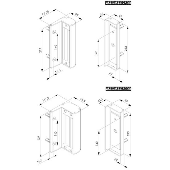 Locinox Opbouw magneetslot zonder handvaten 300KG ZILV Locinox Opbouw magneetslot zonder handvaten 300KG ZILV