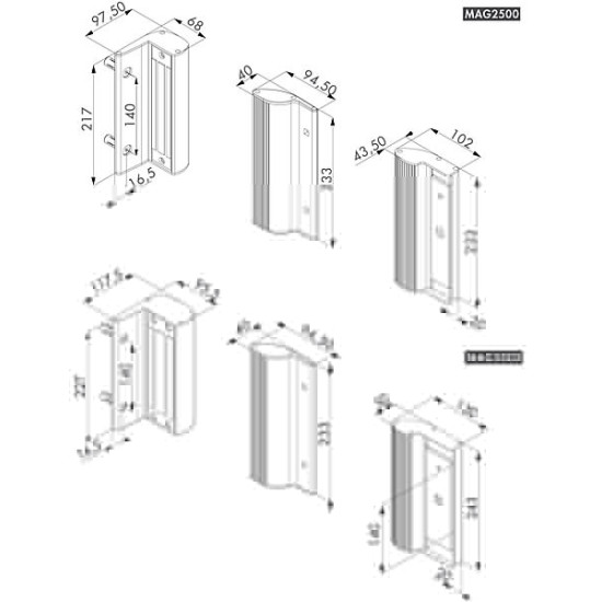 Locinox Opbouw magneetslot zonder handvaten 300KG ZILV Locinox Opbouw magneetslot zonder handvaten 300KG ZILV