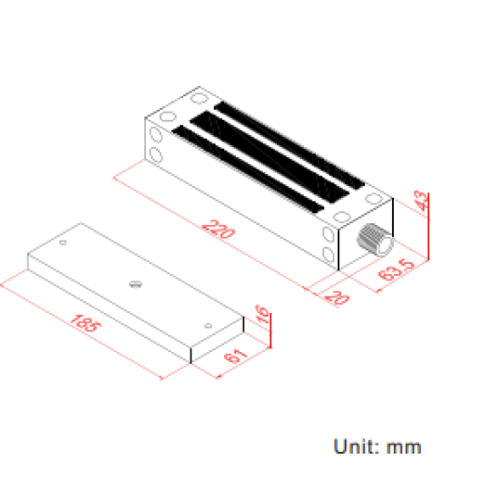 OC540RVS - Elektromagneet 5400N houdkracht IP67 OC540RVS - Elektromagneet 5400N houdkracht IP67