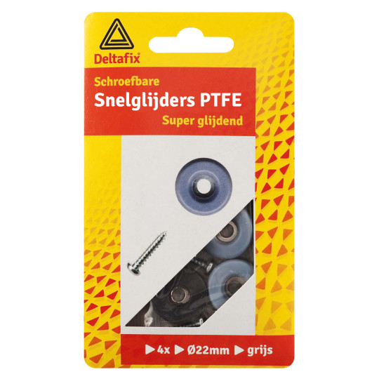 SNELGLIJDERS PTFE MET SCHROEF GRIJS 22 MM 4ST