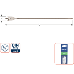 SPEEDBOOR LANG, 1/4" E6.3-BIT-AANSLUITING DIN 3126, ø6X400