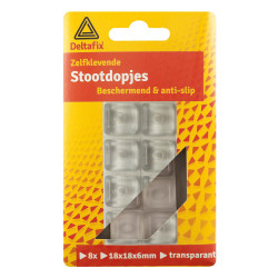 STOOTDOP ZELFKLEVEND TRANSPARANT 18 MM X 18 MM X 6 MM 8ST STOOTDOP ZELFKLEVEND TRANSPARANT 18 MM X 18 MM X 6 MM 8ST