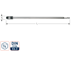 VERLENGSTUK 1/4" E6.3-BIT-AANSLUITING, MET SNELSPAN, L=300 VERLENGSTUK 1/4" E6.3-BIT-AANSLUITING, MET SNELSPAN, L=300