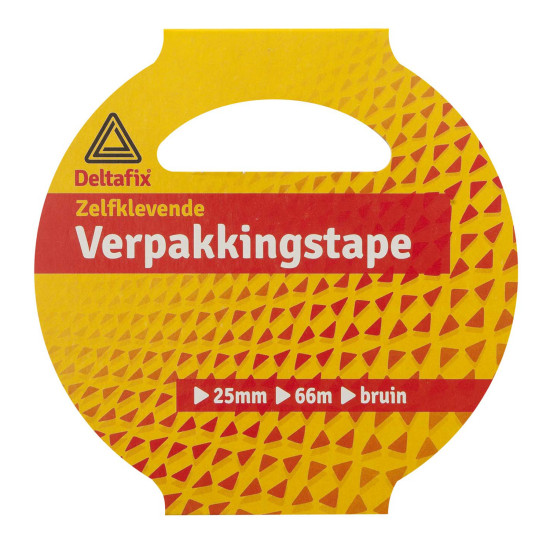 VERPAKKINGSTAPE ZELKLEVEND PP IN HULS BRUIN 66 M X 25 MM