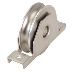 Wiel met steun met O-groef 100 mm dubbel gelagerd RVS