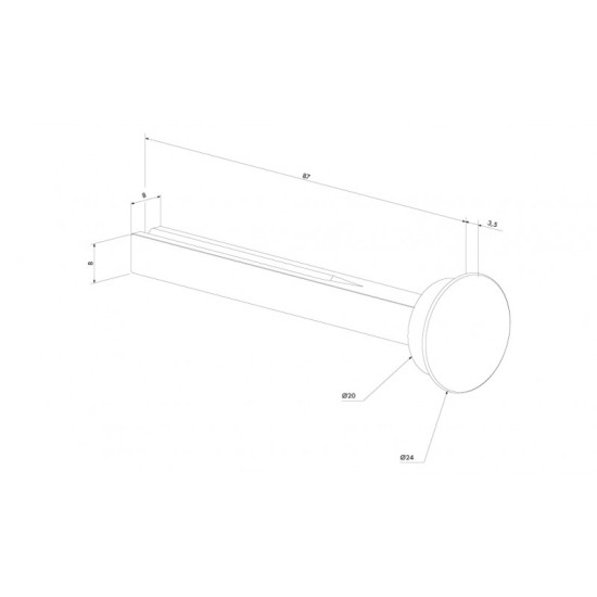 LOCINOX Halve Krukstift 8MM met zwarte dop 90 mm