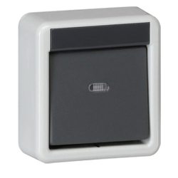 Gira wipschakelaar uit-wissel spatwaterdicht opbouw grijs IP44 Gira wipschakelaar uit-wissel spatwaterdicht opbouw grijs IP44