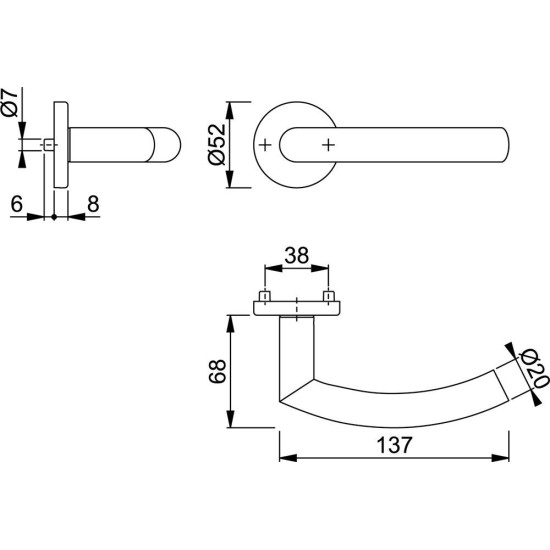 Hoppe deurkruk met rozet - Trondheim - deurdikte 37/42mm - RVS