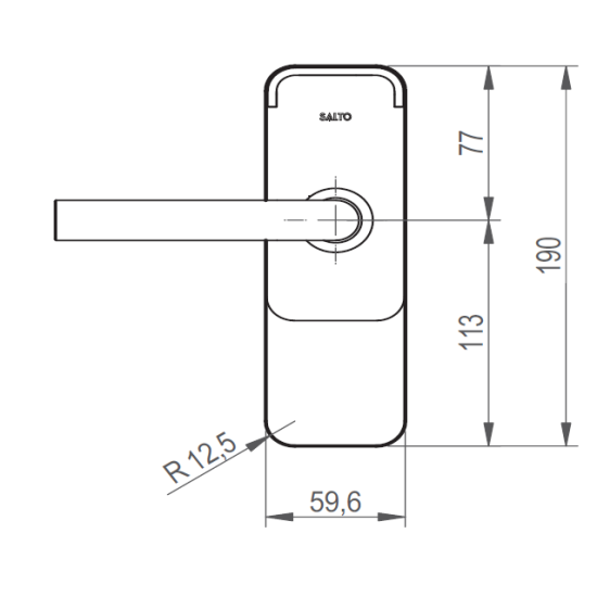 SALTO MINI SMETPLAAT 59MM RVS