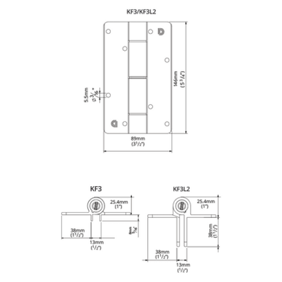 KwikFIT Aluminium Zelf sluitende scharnier - MUUR - ZWART, set van 2 KwikFIT Aluminium Zelf sluitende scharnier - MUUR - ZWART, set van 2
