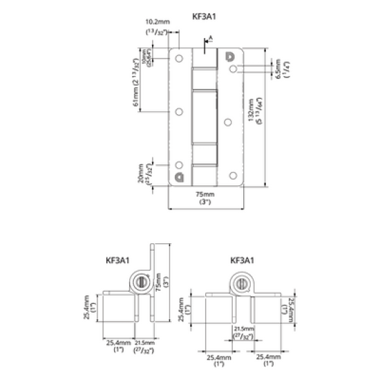 KF3AWTP - KwikFIT Aluminium Zelf sluitende scharnierset - WIT KF3AWTP - KwikFIT Aluminium Zelf sluitende scharnierset - WIT