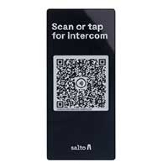 SALTO XS4 COM IGO INTERCOM QR-CODE STICKER - GELIJMDE VOORKANT (TBV GLAS) - ZWART - NL