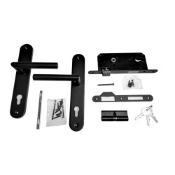 Deurklink met slot zwart PC85