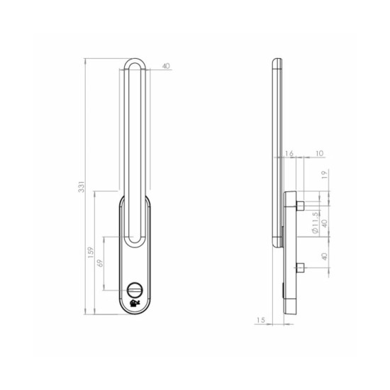 S2 hefschuifbeslag buitenzijde met kerntrekbeveiliging SKG2 Rolluikgreep S229 HSOV2 40 BU 129 69 11 LR