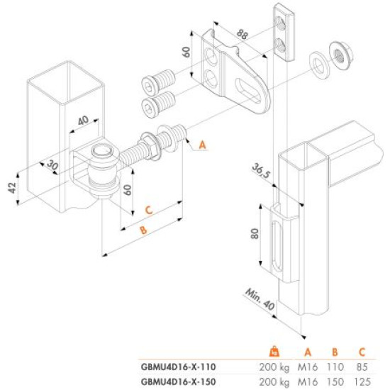 Locinox 4D regelbaar 180° scharnier M12 staal per stuk Locinox 4D regelbaar 180° scharnier M12 staal per stuk