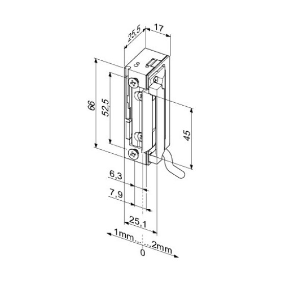 EFFEFF Elektrische inbouw deuropener waterbestendig type 148W, spanningsloos vergrendeld, pulsontgrendeling, met diode, fafix, ProFix1, zonder sluitplaat, 10-24V=~, (11-13V 100% ED), DIN links en DIN rechts.