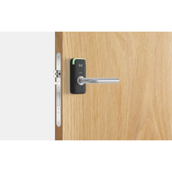 Salto XS4 Mini Elektronisch deurbeslag met U-kruk in geborsteld rvs, zwarte lezer, deurdikte 47-60 mm Salto XS4 Mini Elektronisch deurbeslag met U-kruk in geborsteld rvs, zwarte lezer, deurdikte 47-60 mm