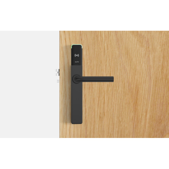 Salto XS4 One Elektronisch deurbeslag met L-kruk in zwart, blind, zwarte lezer, deurdikte 45-60 mm