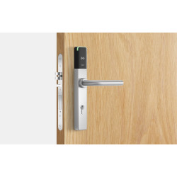 Salto XS4 One Elektronisch deurbeslag met U-kruk in geborsteld rvs, PC72, zwarte lezer, deurdikte 45-60 mm