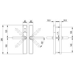 Salto XS4 One Elektronisch deurbeslag met U-kruk in geborsteld rvs, PC72, witte lezer, deurdikte 32-47 mm