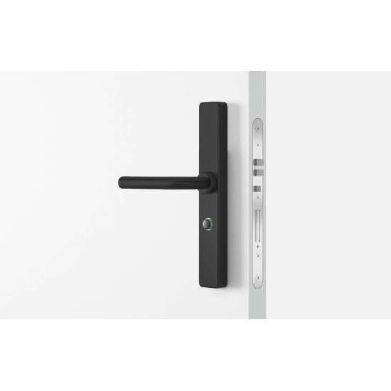 Salto XS4 One Elektronisch deurbeslag met privacy knop met L-kruk in zwart, blind, zwarte lezer, deurdikte 32-47 mm, IP55