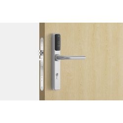 Salto XS4 One S Elektronisch deurbeslag met dubbele lezer met U-kruk in geborsteld rvs, PC72, zwarte lezer, deurdikte 32-47 mm, verhoogde duurzaamheid