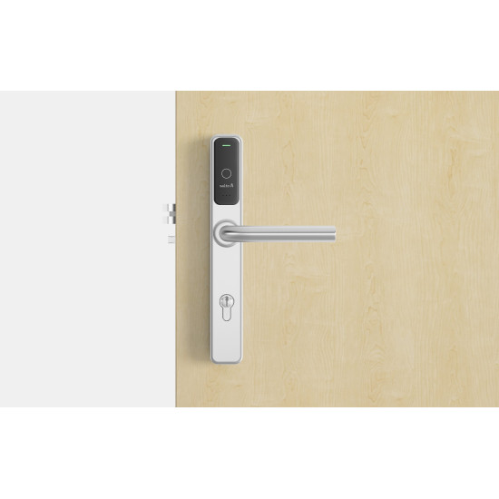 Salto XS4 One S Elektronisch deurbeslag met dubbele lezer met U-kruk in geborsteld rvs, PC72, zwarte lezer, deurdikte 32-47 mm, verhoogde duurzaamheid